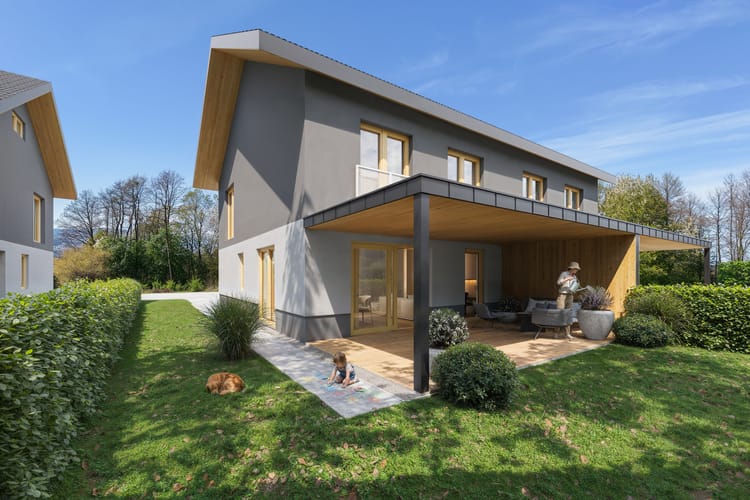 Leseni Gaj Pragersko - sodoben skoraj nič-energijski dvojček, kjer se naravni materiali srečajo z udobjem prihodnosti.